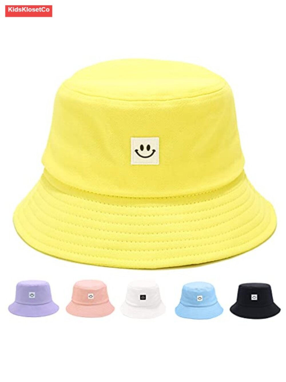 Kids Unisex Smile Face Bucket Hat Summer Sun Protection Cotton Drawstring